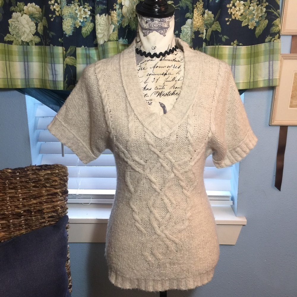 LOFT v neck short sleeve chunky knit sweater